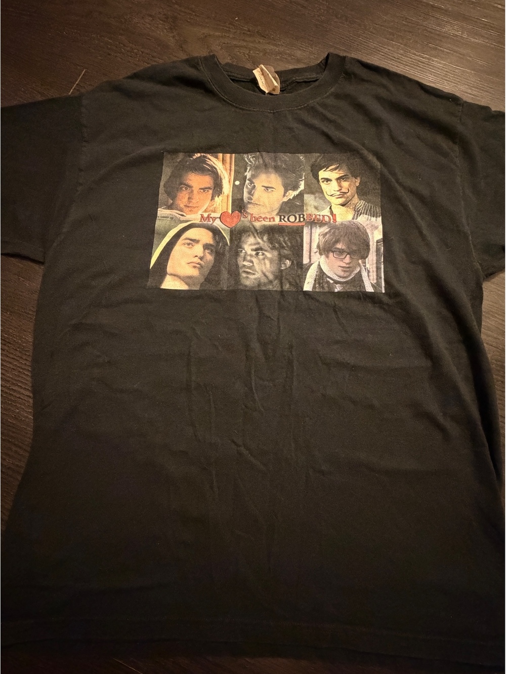Vtg 2000s Robert Pattinson My Heart Has Been Robbed Tee L